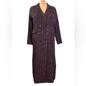 SONCY Burgundy Striped Double-Breasted Long pinstriped jacket.Size 2 (28-20) NWT